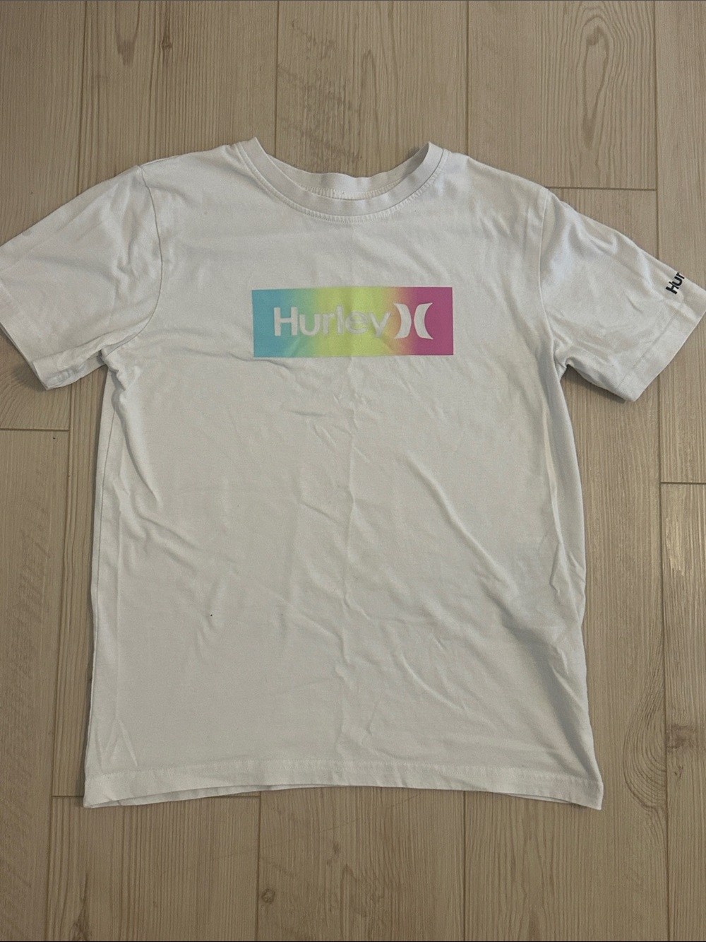 Hurley White Kids' Tee with Pastel Gradient Logo